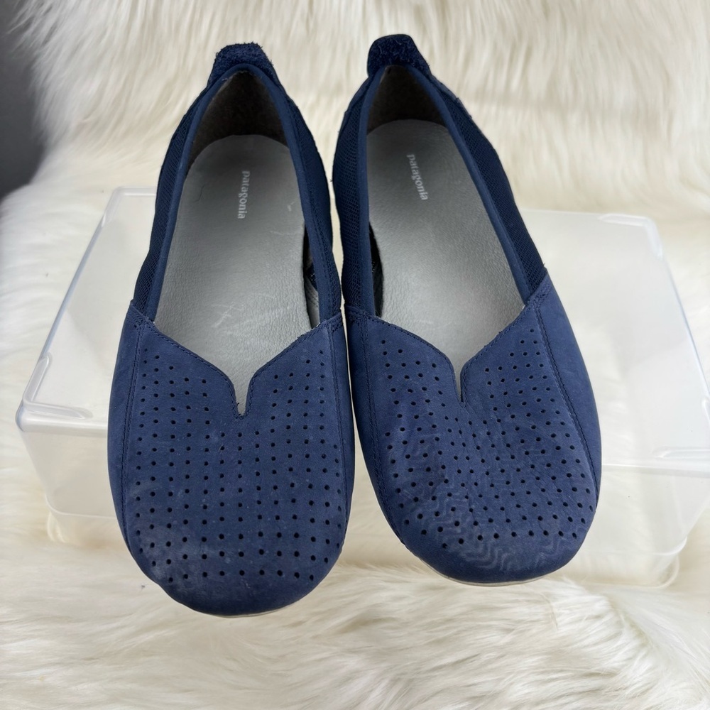 Patagonia Blue Flats with Perforated Design and Slip-On Style